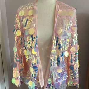 Iridescent Paillettes lightweight evening jacket.